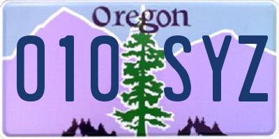 OR license plate 010SYZ