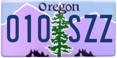OR license plate 010SZZ