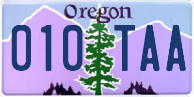 OR license plate 010TAA