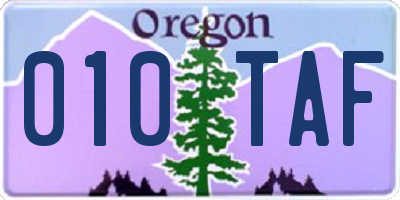OR license plate 010TAF