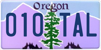 OR license plate 010TAL