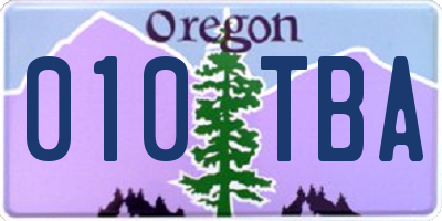 OR license plate 010TBA