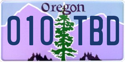 OR license plate 010TBD