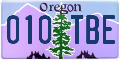 OR license plate 010TBE