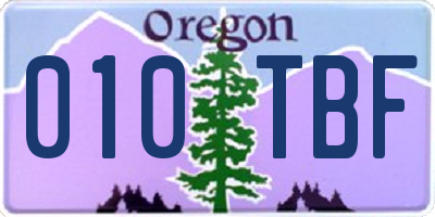 OR license plate 010TBF