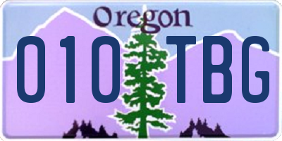 OR license plate 010TBG
