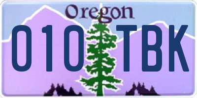 OR license plate 010TBK
