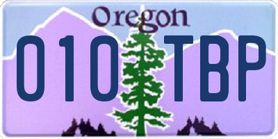 OR license plate 010TBP