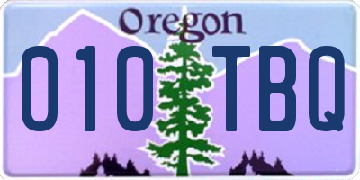 OR license plate 010TBQ