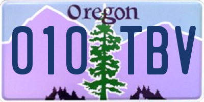 OR license plate 010TBV
