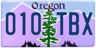 OR license plate 010TBX