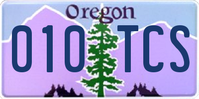 OR license plate 010TCS