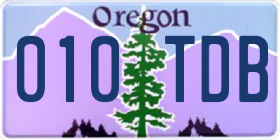 OR license plate 010TDB