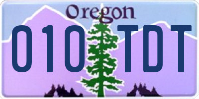 OR license plate 010TDT