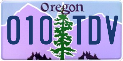 OR license plate 010TDV