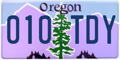 OR license plate 010TDY