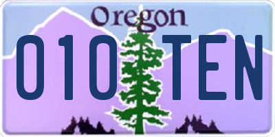 OR license plate 010TEN