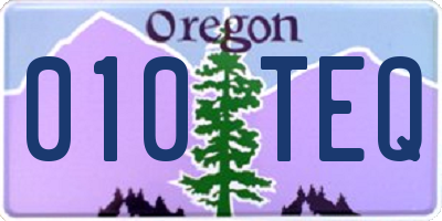 OR license plate 010TEQ