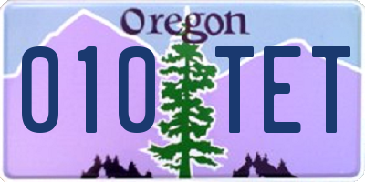 OR license plate 010TET