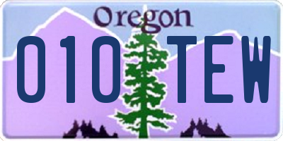 OR license plate 010TEW