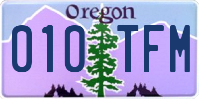 OR license plate 010TFM