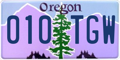 OR license plate 010TGW