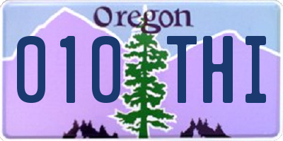 OR license plate 010THI