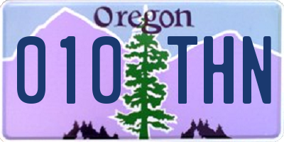 OR license plate 010THN