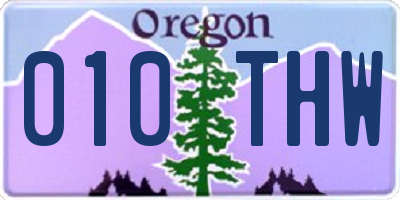 OR license plate 010THW