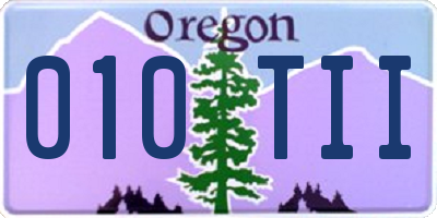 OR license plate 010TII
