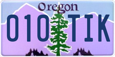 OR license plate 010TIK
