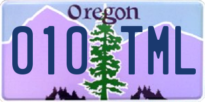 OR license plate 010TML