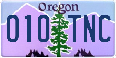 OR license plate 010TNC