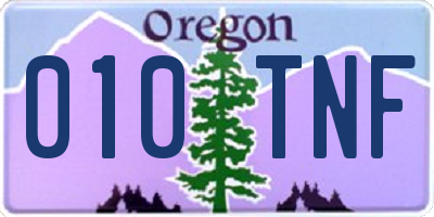 OR license plate 010TNF