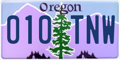 OR license plate 010TNW