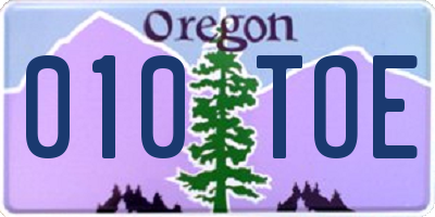 OR license plate 010TOE