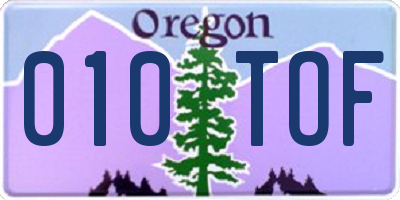 OR license plate 010TOF