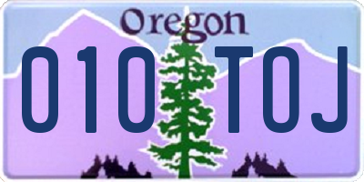 OR license plate 010TOJ