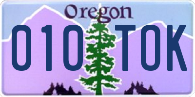 OR license plate 010TOK