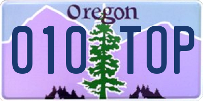 OR license plate 010TOP