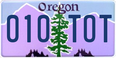 OR license plate 010TOT