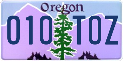 OR license plate 010TOZ