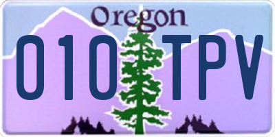 OR license plate 010TPV