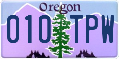 OR license plate 010TPW