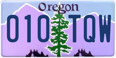 OR license plate 010TQW