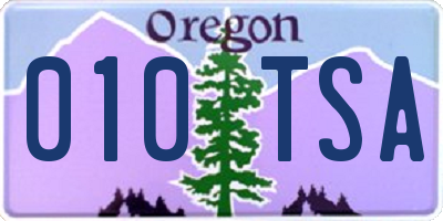 OR license plate 010TSA