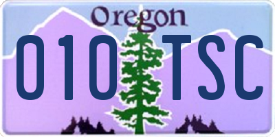 OR license plate 010TSC