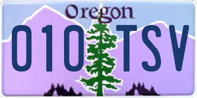 OR license plate 010TSV