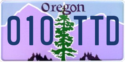 OR license plate 010TTD