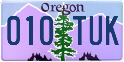 OR license plate 010TUK